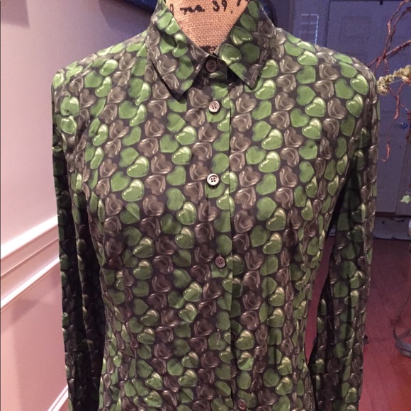 Prada Tops - Prada silk heart button down shirt.